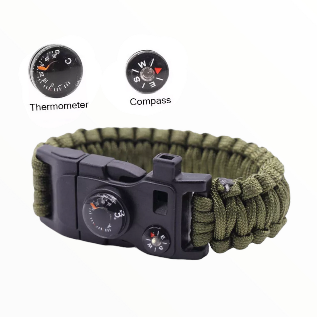 Pulsera de supervivencia con brújula, pedernal, silbato y paracord JFXGJ3 - foto 2