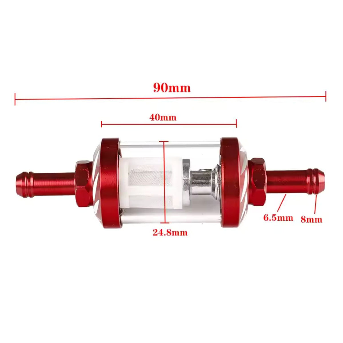 Filtro de gasolina universal para moto, cuerpo transparente y extremos dorados - foto 4