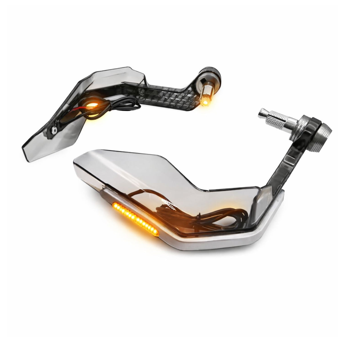 Cubremanos para moto con protector transparente ahumado y luz LED ámbar - foto 5