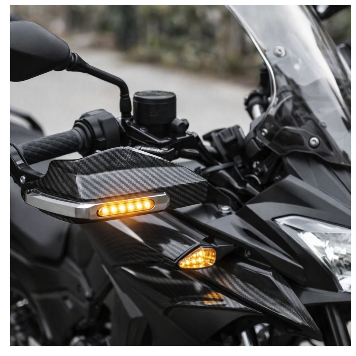 Cubremanos para moto con luz LED ámbar y acabado tipo carbono, en 3 colores - foto 7