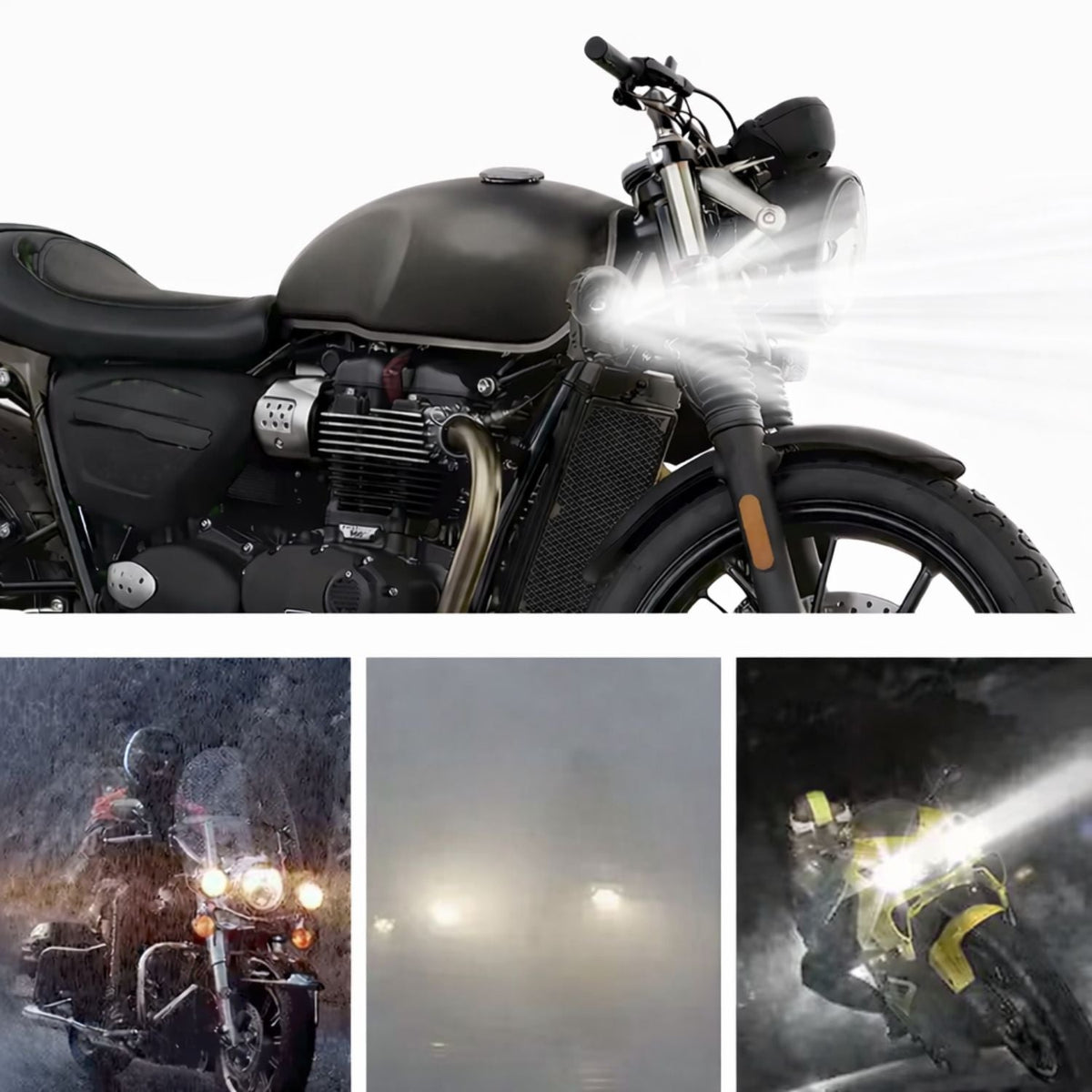 Faro delantero LED con diseño de calavera para moto, blanco y ámbar - foto 4