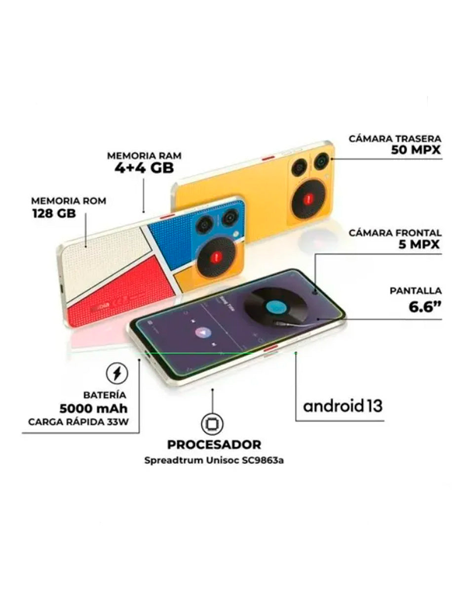 Smartphone Music Dual SIM 128 GB Azul 4 GB RAM, nuevo y desbloqueado