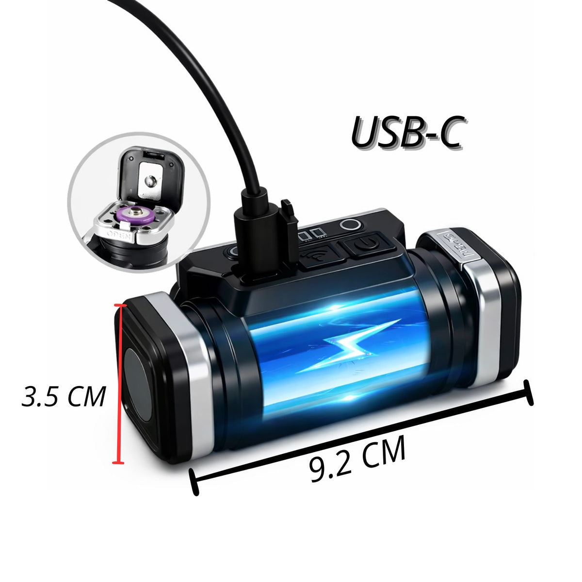 Lámpara frontal LED COB recargable con sensor de movimiento y luz roja - foto 5