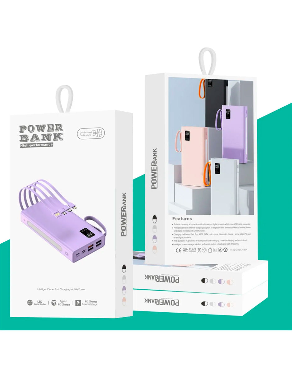 PowerBank Portátil 66w de 40000mah Negra uso Múltiple