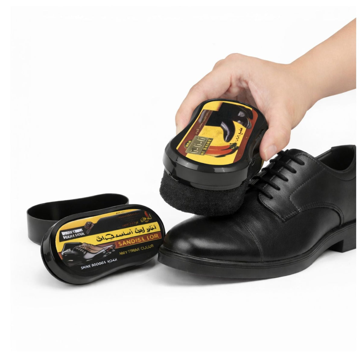 Kit para limpiar y abrillantar calzado negro con betún, cepillos y estuche - foto 5