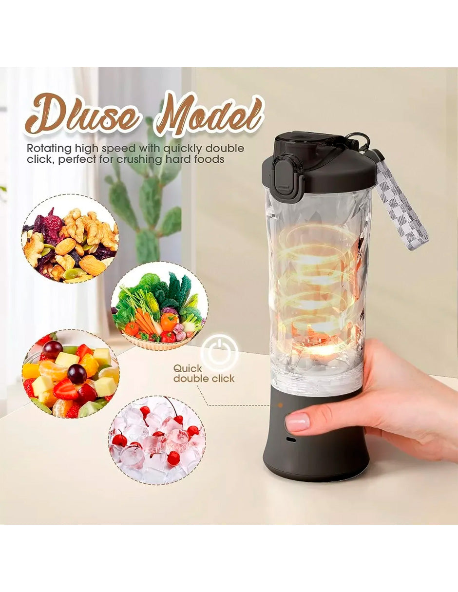 Mini Licuadora Portátil Recargable Usb 20 Onzas 600 ml Negro