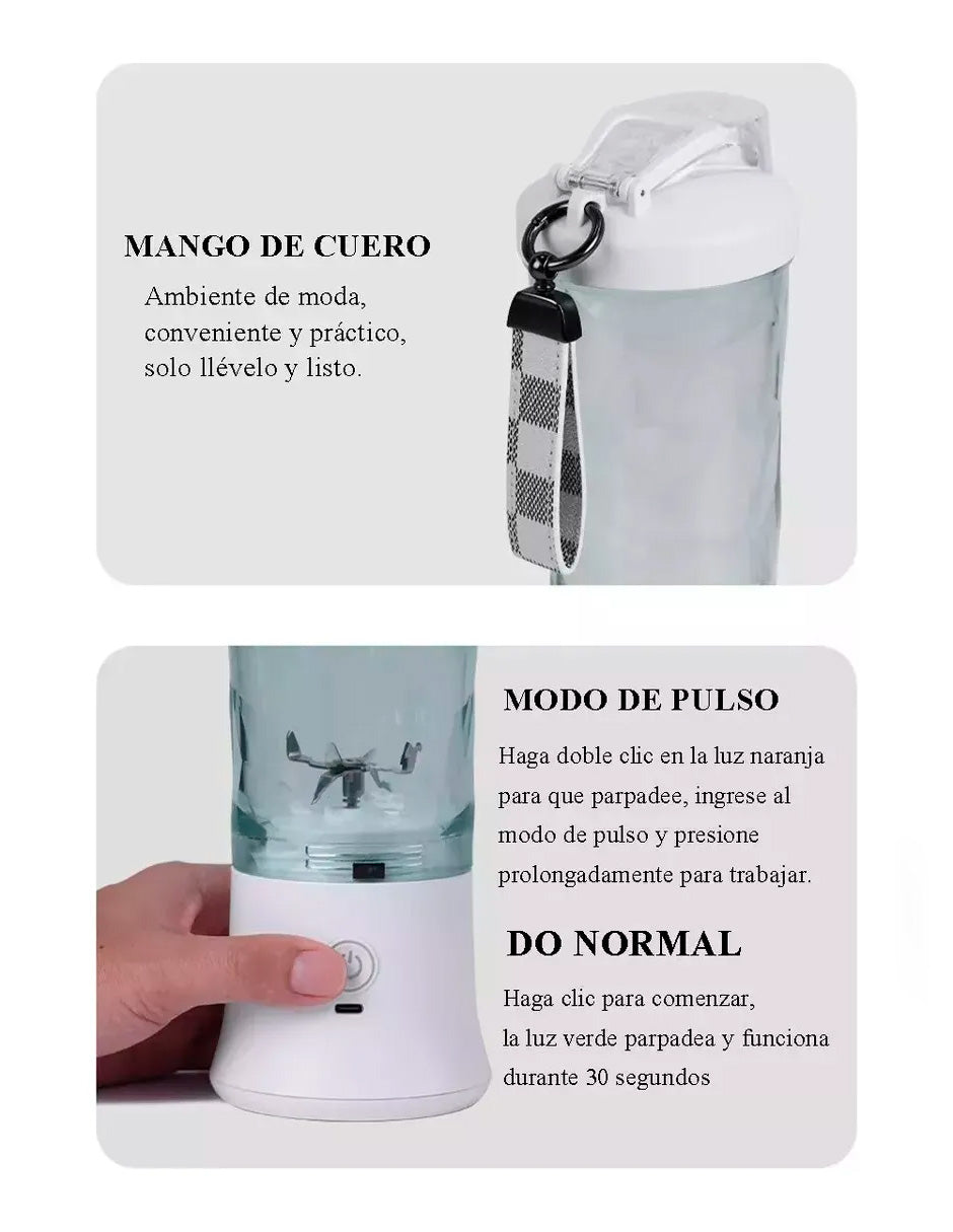 Mini Licuadora Portátil Recargable Usb 20 Onzas 600 ml Negro