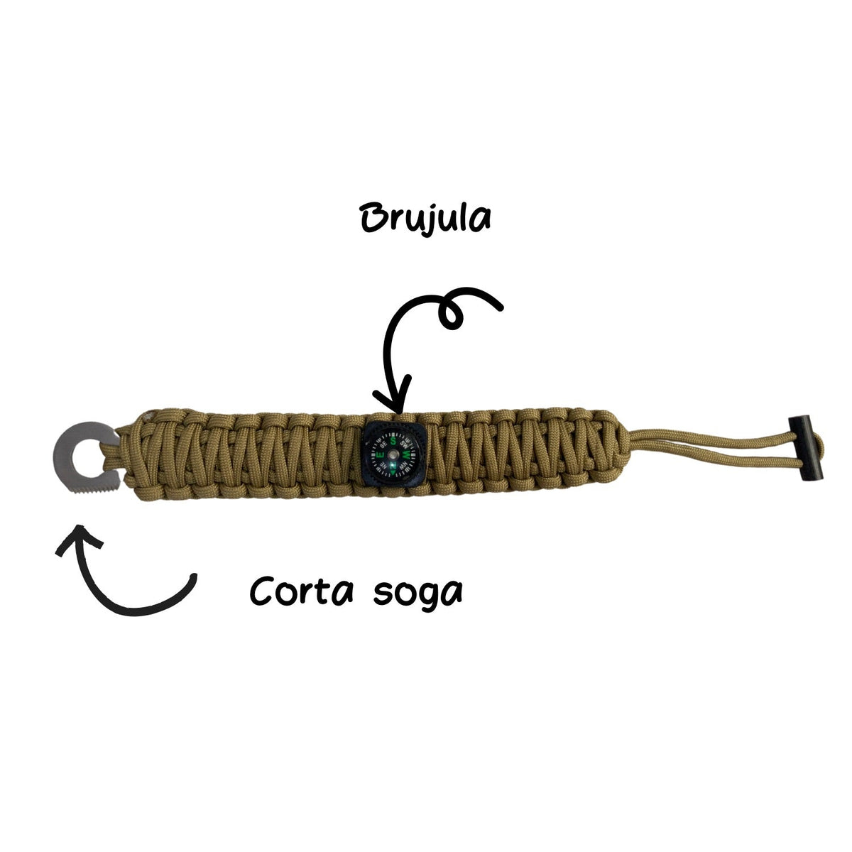 Pulsera de supervivencia con brújula, corta soga y paracord SN176 - foto 3
