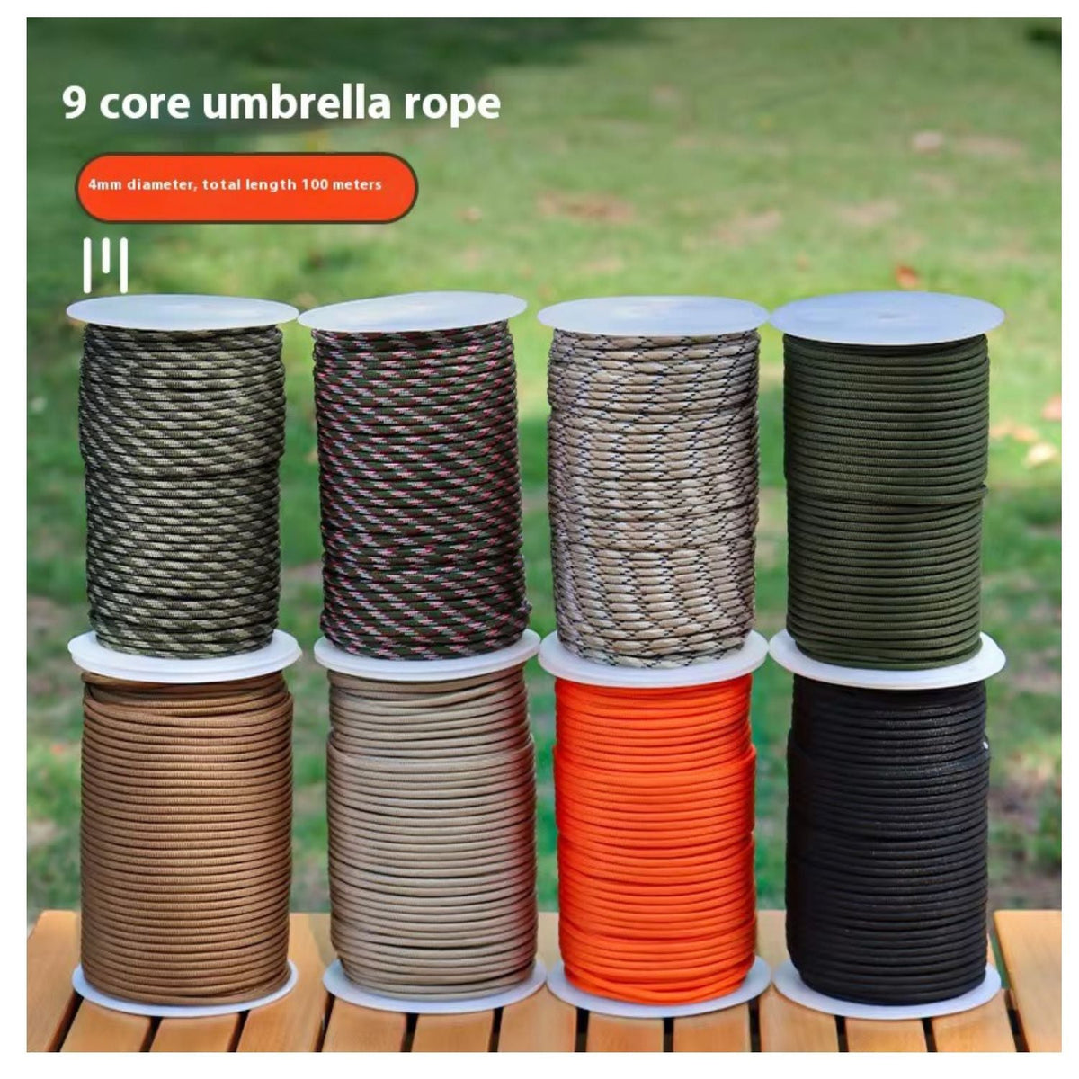 Bobina de paracord táctico de 100 metros y 4 mm para outdoor - foto 6
