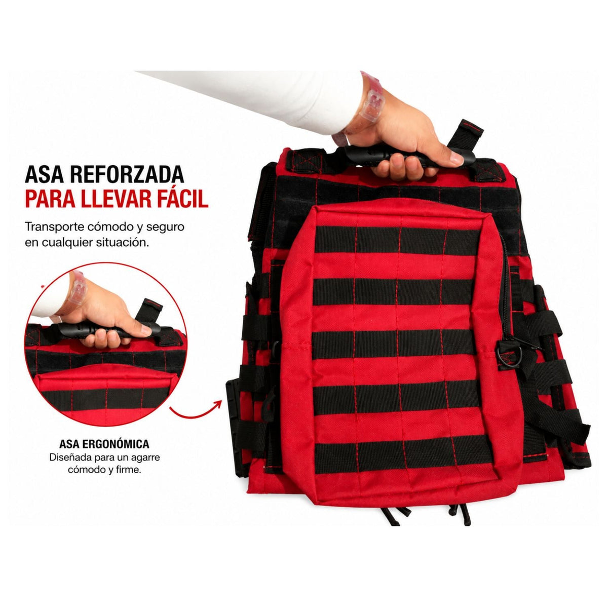Chaleco paramédico rojo con MOLLE y múltiples compartimentos - foto 6