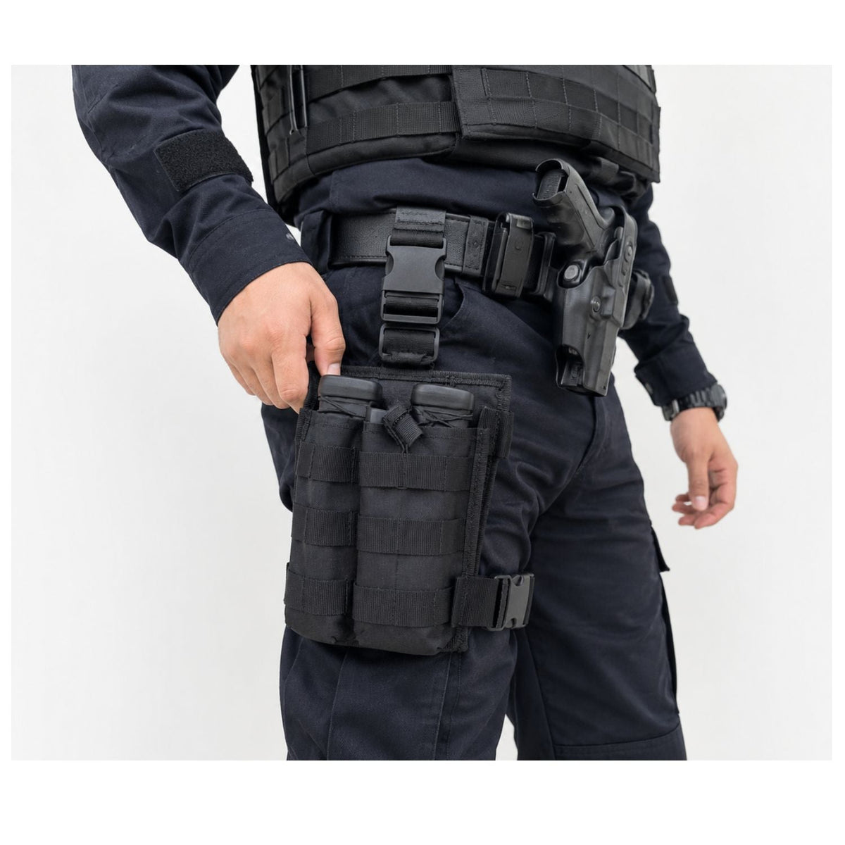 Panel táctico de pierna con doble porta cargador y sistema MOLLE (SN280) - foto 4