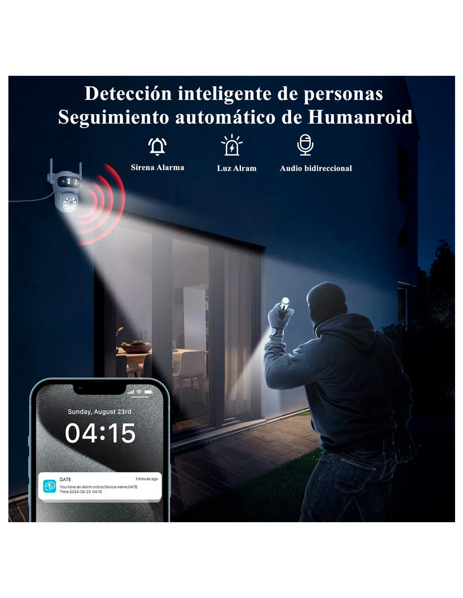 Cámara De Seguridad Petukita Box STAR3L01 Full HD/Wifi Exterior con Tres Lente