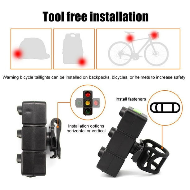 Luz trasera para bici tipo semáforo, 7 modos, resistente al agua, T-C3011 - foto 3