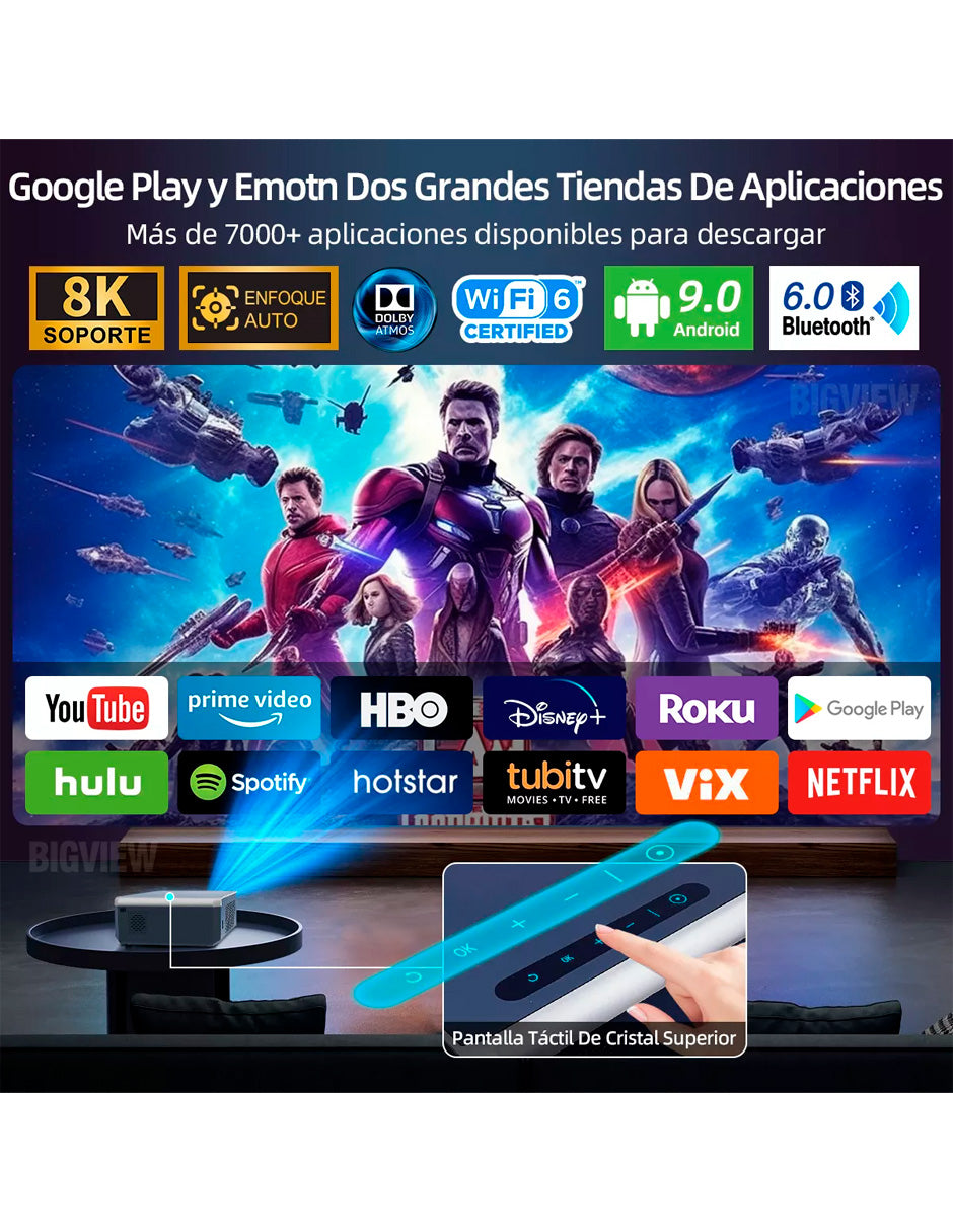 Combo Proyector Petukita Box T1 con Android 9.0 + Bocinas Con Luces Rgb Led