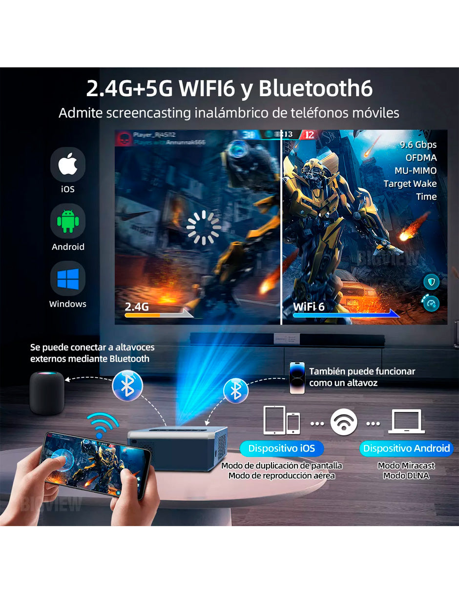 Combo Proyector Petukita Box T1 con Android 9.0 + Bocinas Con Luces Rgb Led