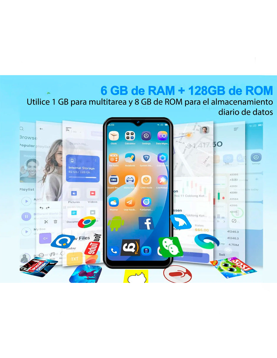 SmartPhone V60 Pro con Android 10 128 gb 6gb Ram 4800 mAh Negro