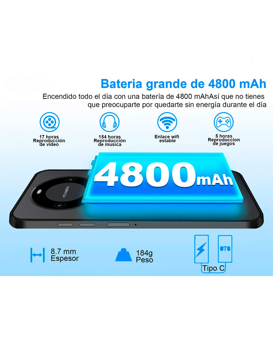 SmartPhone V60 Pro con Android 10 128 gb 6gb Ram 4800 mAh Negro