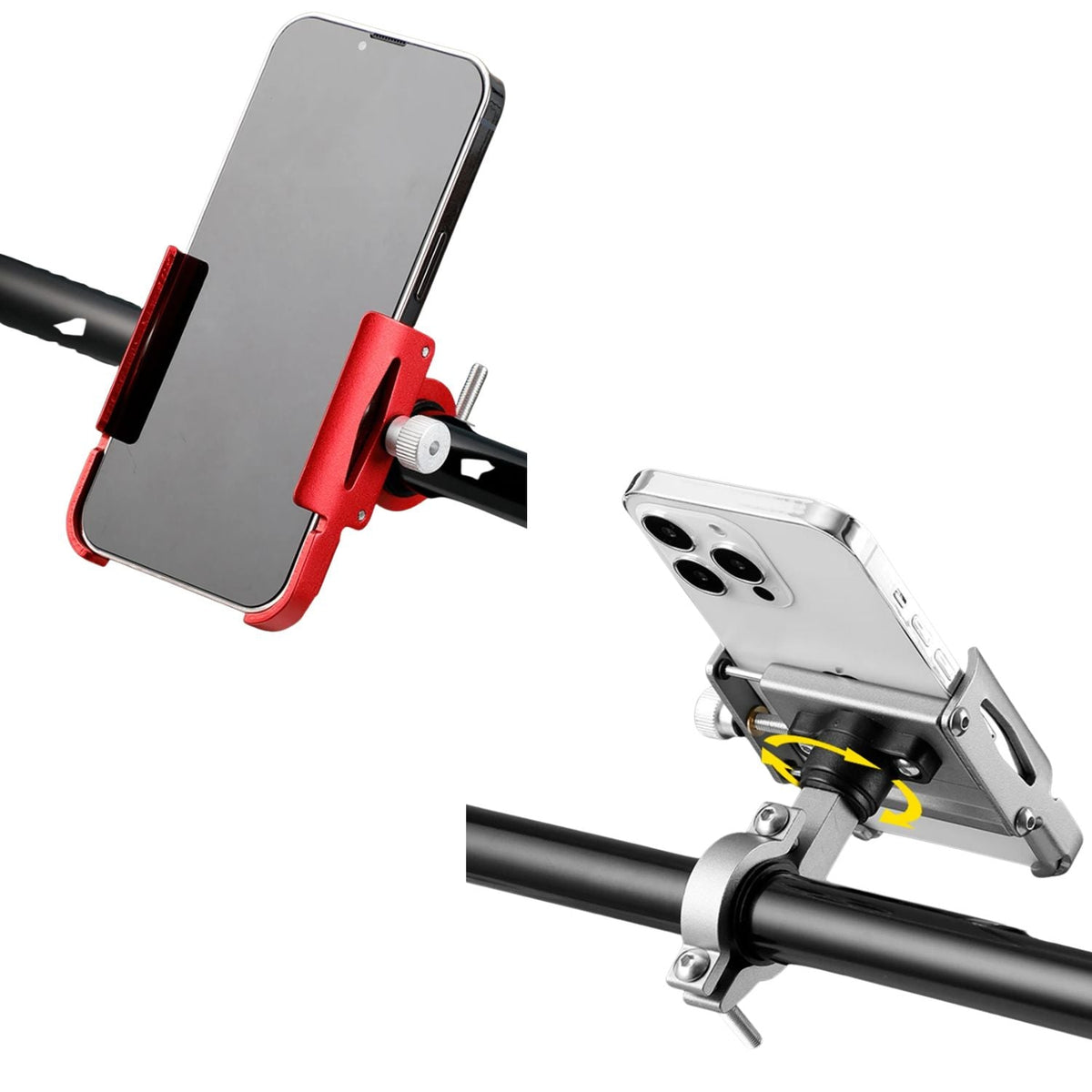Soporte metálico para celular con rotación 360°, universal para moto y bici - foto 4