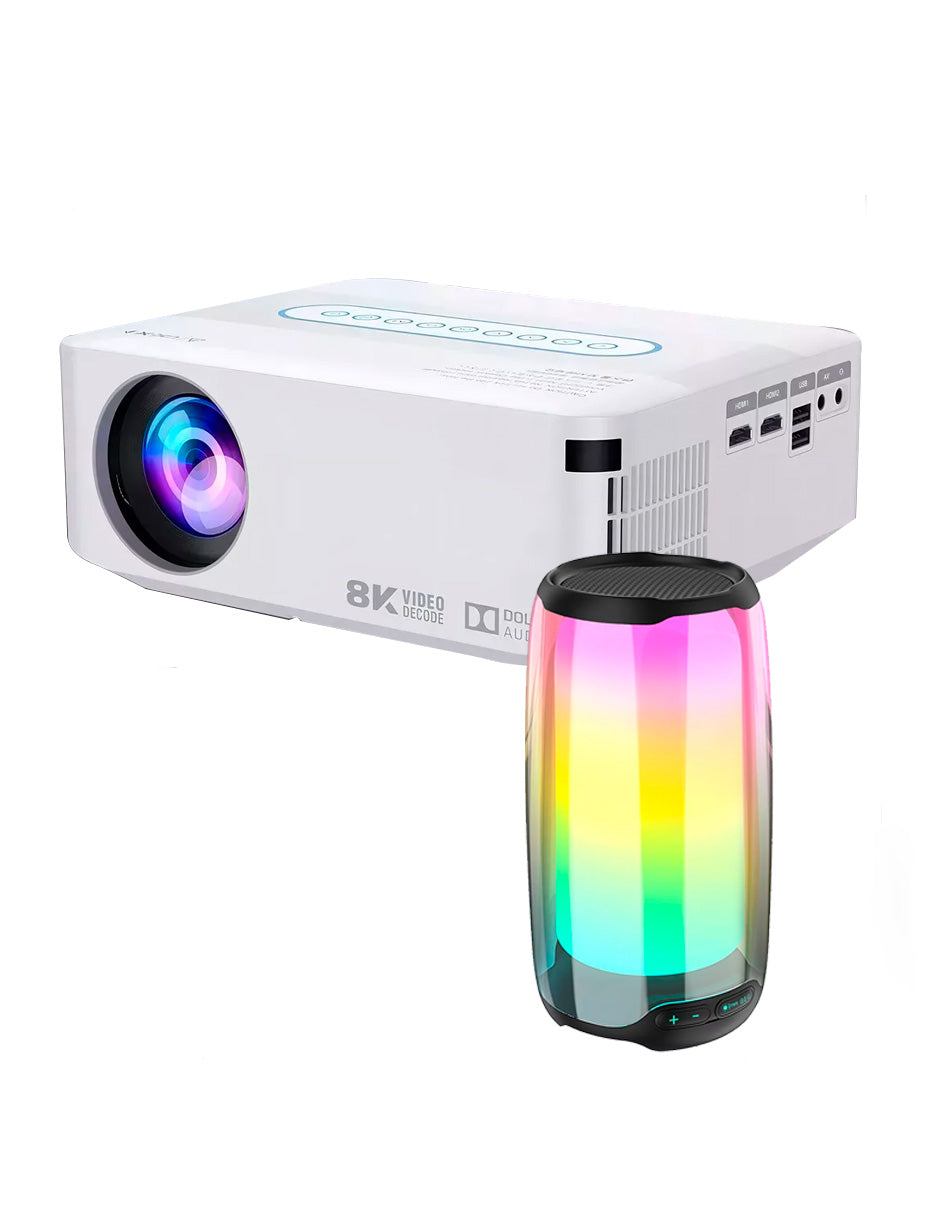 Combo Proyector Petukita Box X1 con Android Wifi / Fullhd + Bocina Portátil Blanco