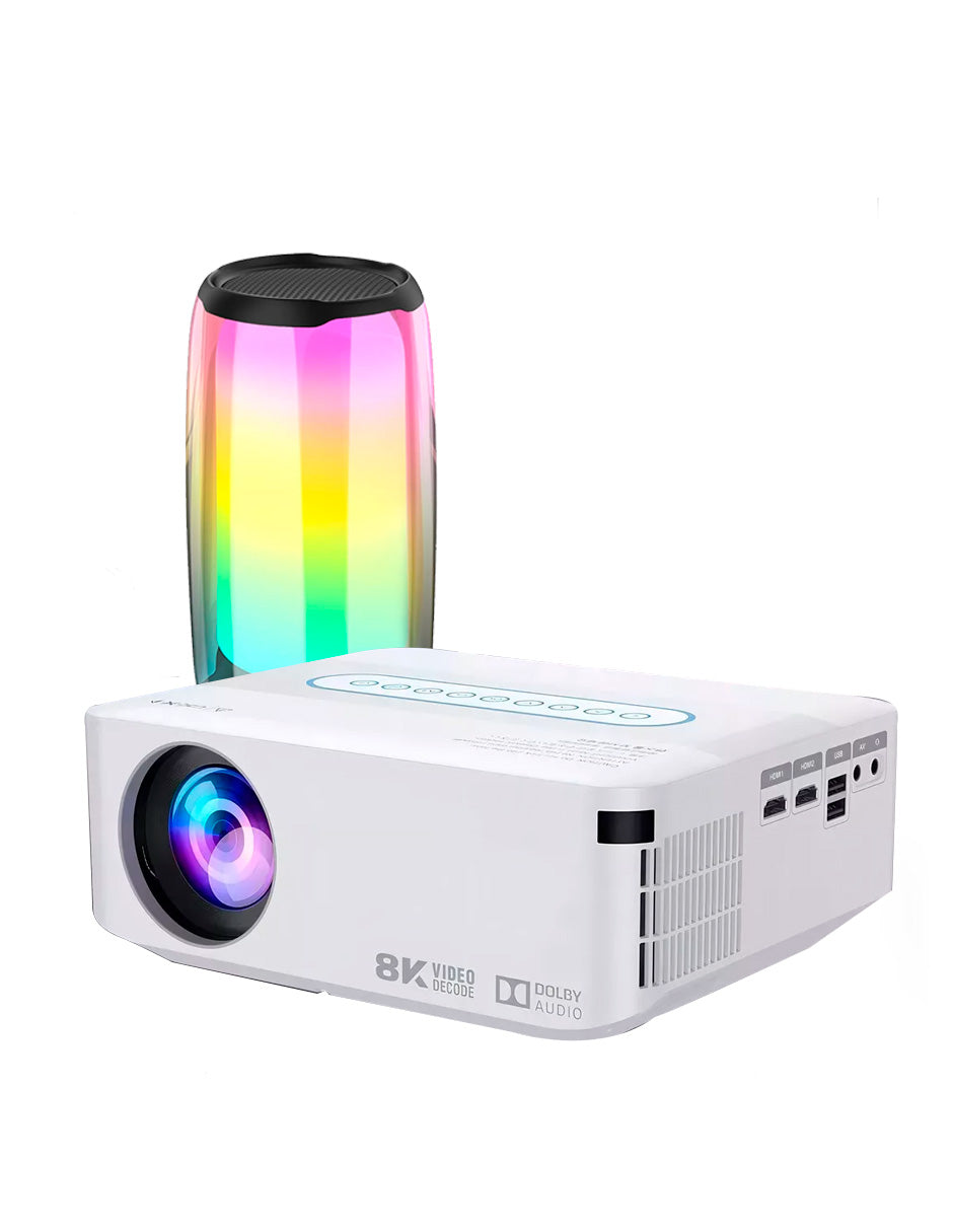 Combo Proyector Petukita Box X1 con Android Wifi / Fullhd + Bocina Portátil Blanco