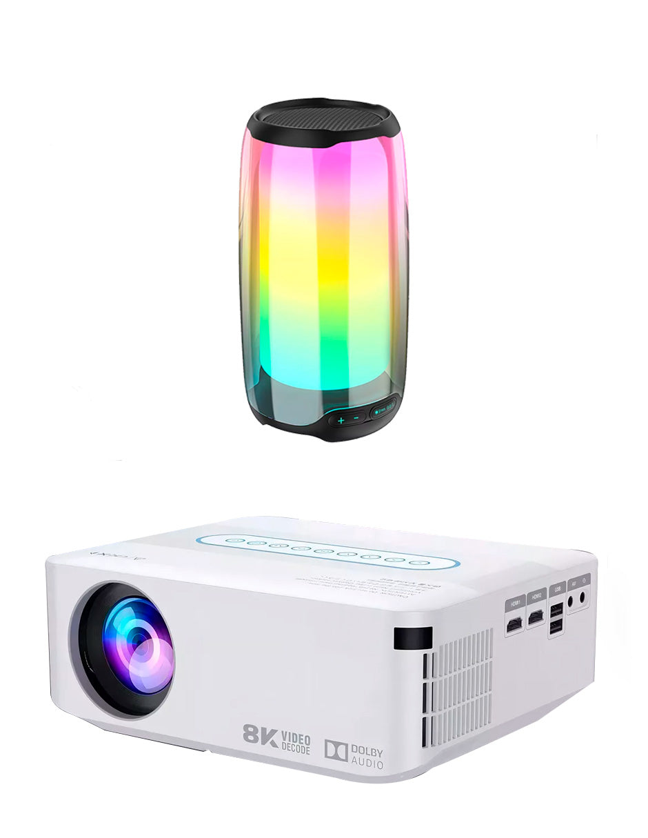 Combo Proyector Petukita Box X1 con Android Wifi / Fullhd + Bocina Portátil Blanco