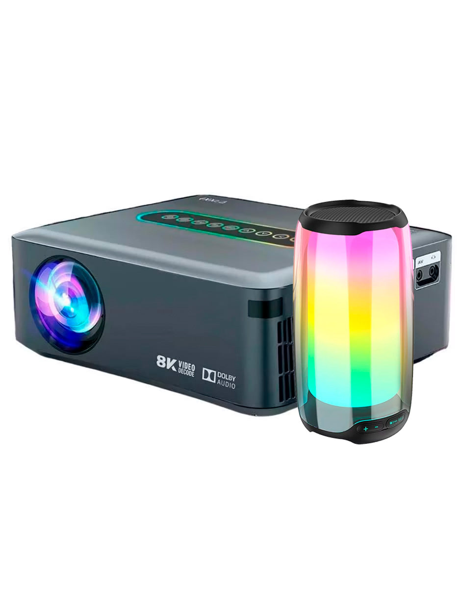 Combo Proyector Petukita Box X1 con Android Wifi / Fullhd + Bocina Portátil Gris