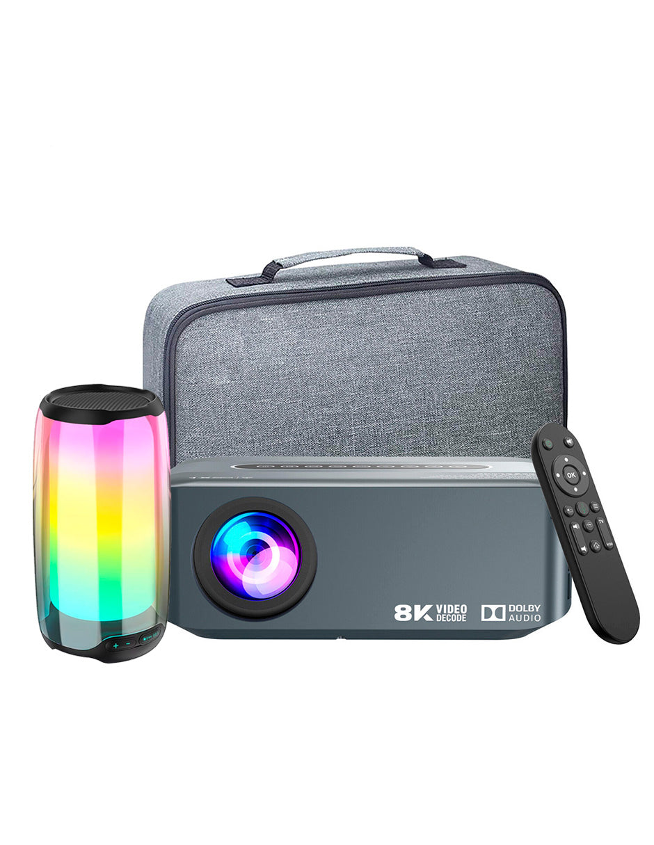 Combo Proyector Petukita Box X1 con Android Wifi / Fullhd + Bocina Portátil Gris