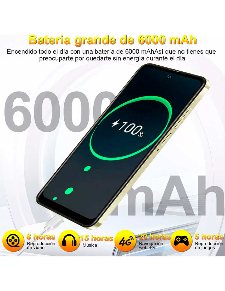 SmartPhone k80y Xgody Dual SIM con 256 GB de almacenamiento interno + 10 GB de RAM y pantalla HD de 6.8 pulgadas