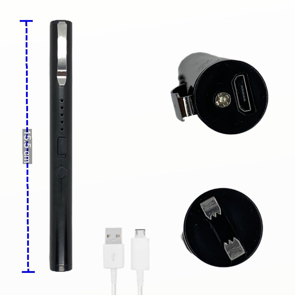 Dispositivo de seguridad personal tipo pluma con clip y carga USB - foto 2
