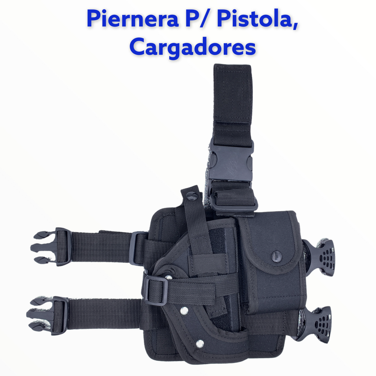 Piernera táctica 2 en 1 para pistola y cargadores, color negro