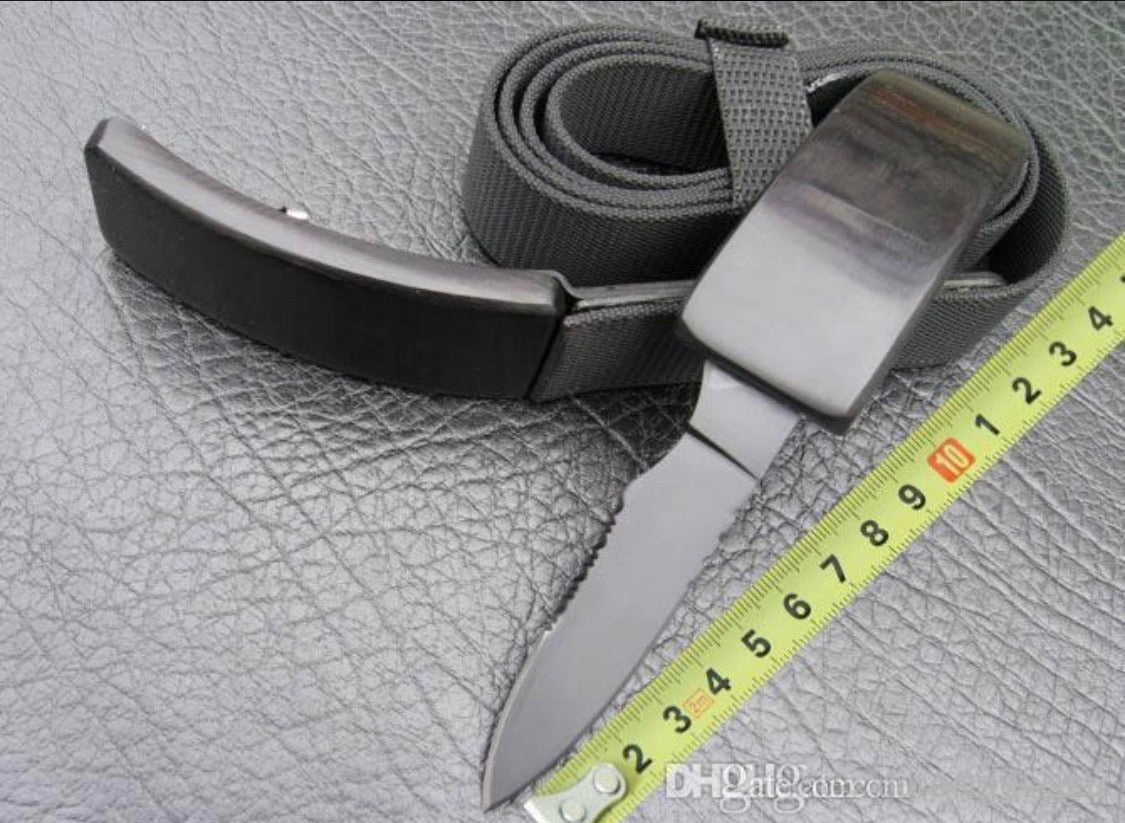 Navaja estilo cinturón táctico con diseño oculto, color negro - foto 7