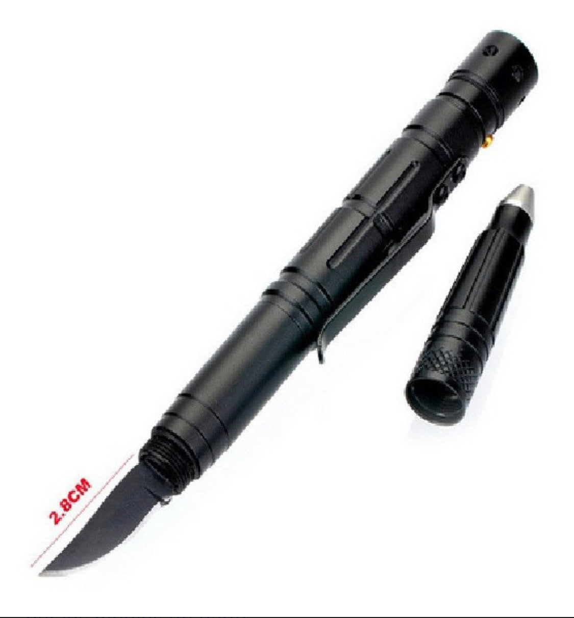 Pluma metálica de tinta negra con lámpara, navaja y rompevidrios - foto 6