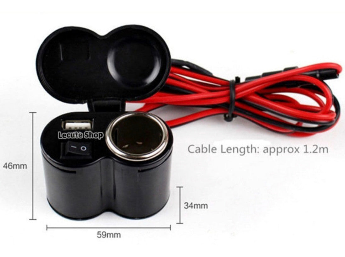 Cargador USB para motocicleta con cable de 1.2 m y soporte fijo MTC06 - foto 5