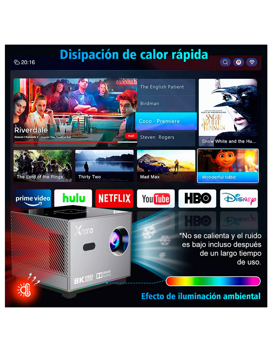 Proyector Square Petukita Box con Android Wifi Hd 1080p con Dolby