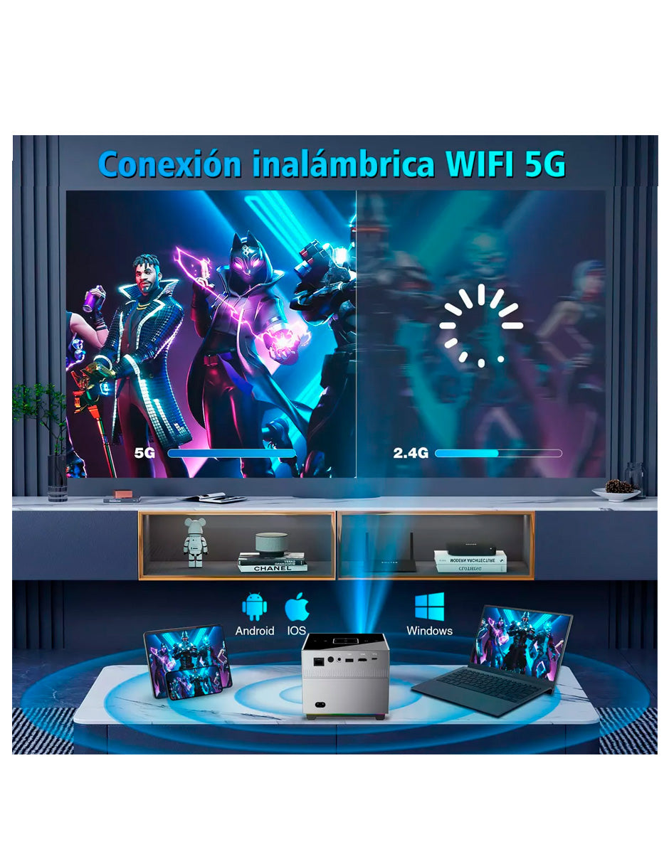Proyector Square Petukita Box con Android Wifi Hd 1080p con Dolby