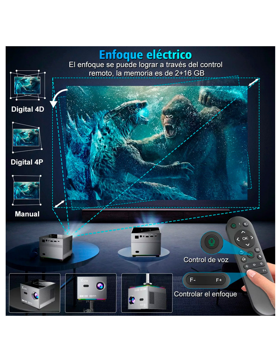 Proyector Square Petukita Box con Android Wifi Hd 1080p con Dolby
