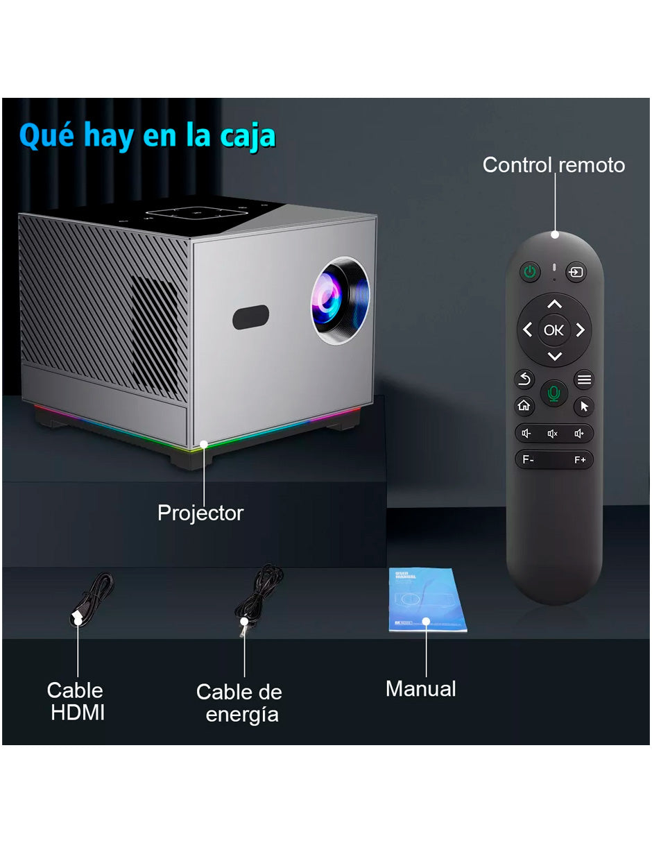 Proyector Square Petukita Box con Android Wifi Hd 1080p con Dolby
