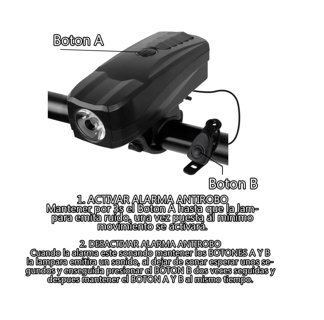Lámpara con bocina para bicicleta, modelo T2588 - foto 3
