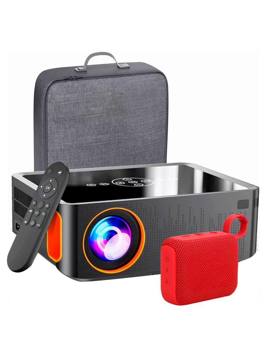 Proyector XNano Petukita Box con Android / Wifi / Full Hd 1080p Naranja + Bocina Portátil con bluetooth