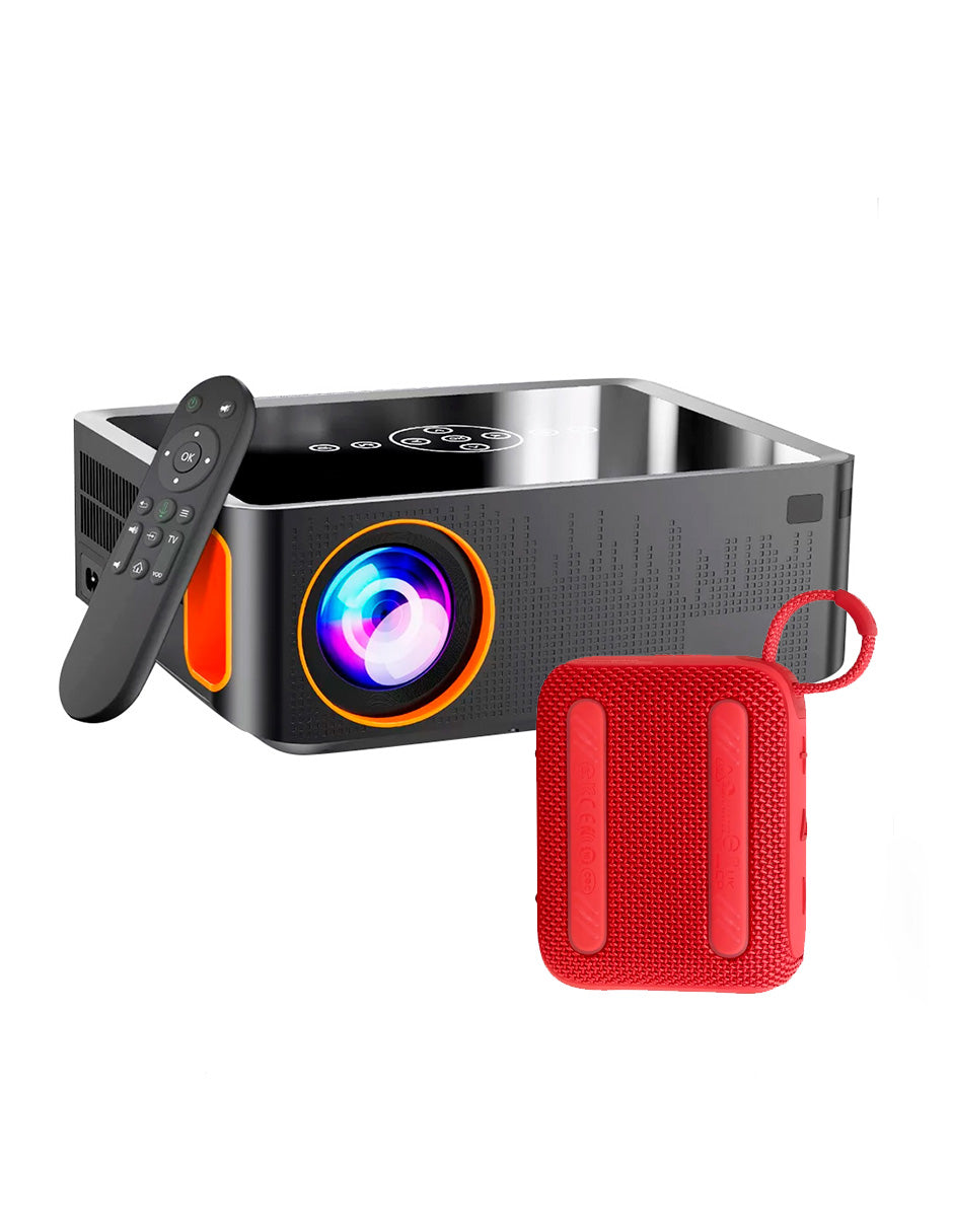 Proyector XNano Petukita Box con Android / Wifi / Full Hd 1080p Naranja + Bocina Portátil con bluetooth