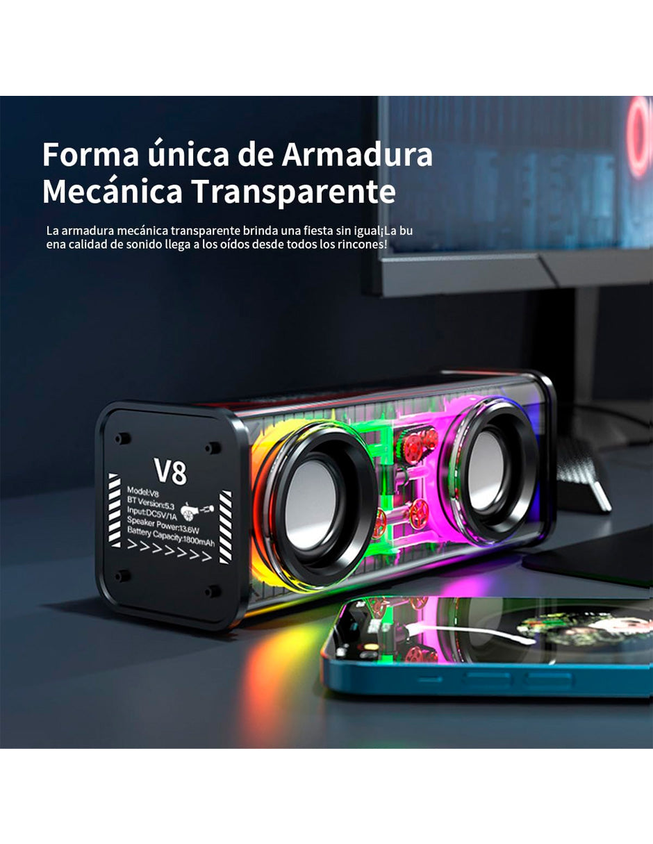 Proyector XNano Petukita Box con Android / Wifi / Full Hd 1080p Naranja + Bocina Portátil con bluetooth Luz Led