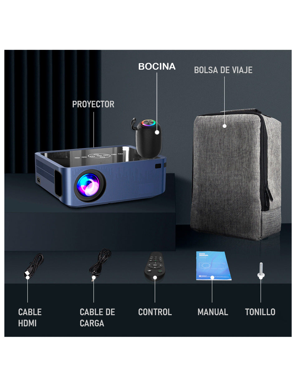 Combo Proyector XNano Petukita Box con Android / Wifi / Full Hd 1080p Azul + Bocina portátil