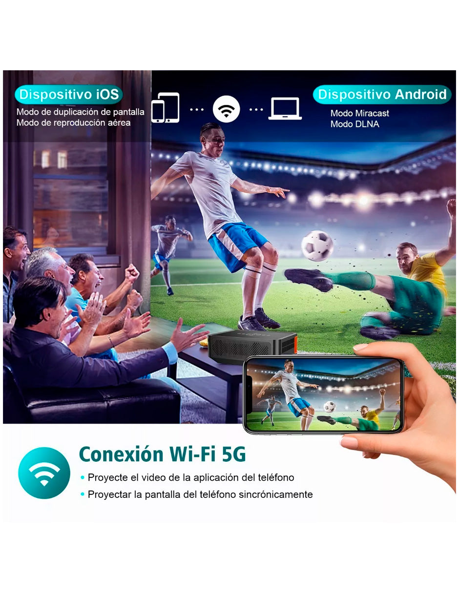 Proyector XNano Petukita Box con Android / Wifi / Full Hd 1080p Naranja + Bocina Portátil con bluetooth