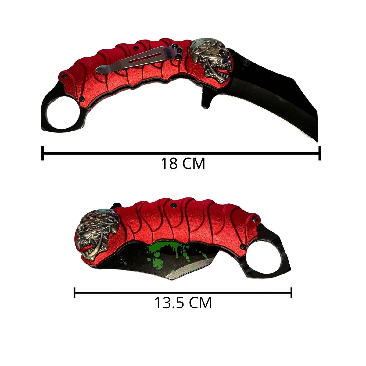 Navaja plegable calavera estilo karambit con clip 101-13 - foto 2