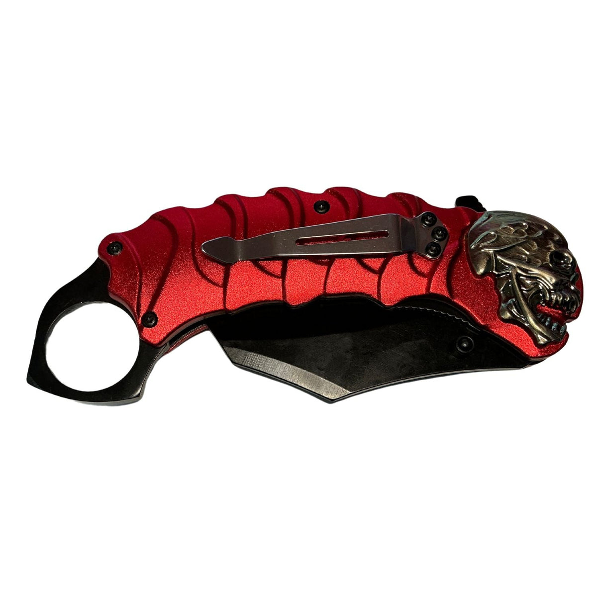 Navaja plegable calavera estilo karambit con clip 101-13 - foto 3