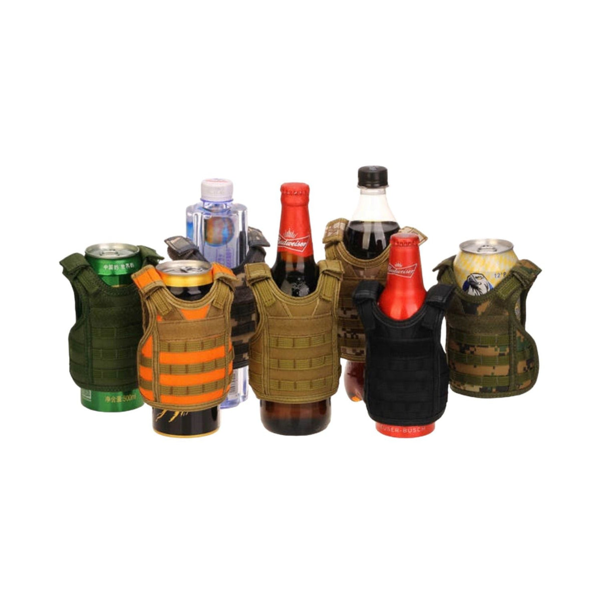 Mini chaleco táctico ajustable con sistema MOLLE y porta botella