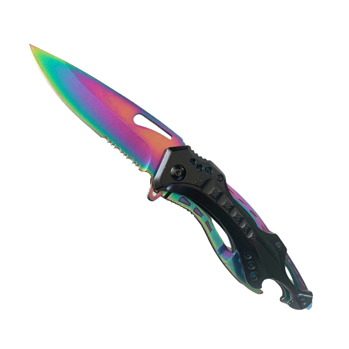 Navaja plegable tornasol con destapador y clip 10216