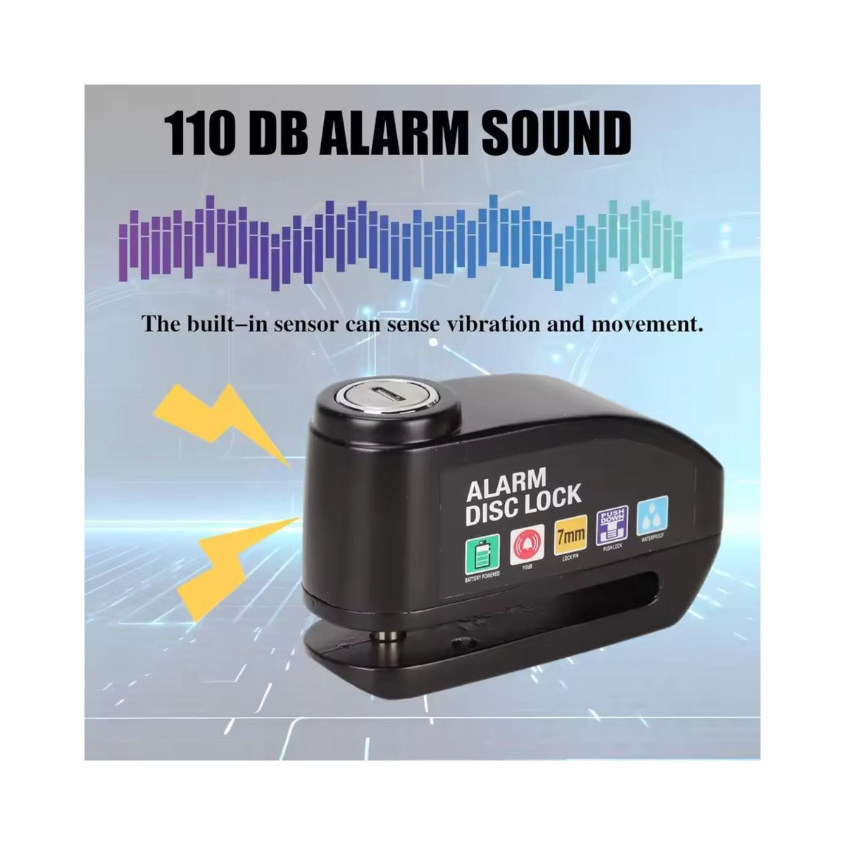 Candado para disco de freno de moto con alarma y sensor S1409 - foto 8