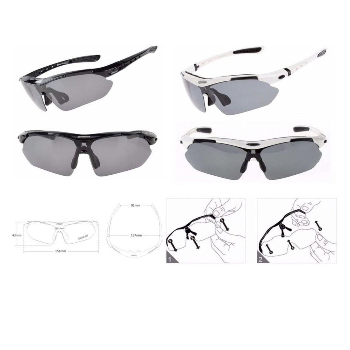 Gafas tácticas deportivas con 5 lentes intercambiables y estuche - foto 3