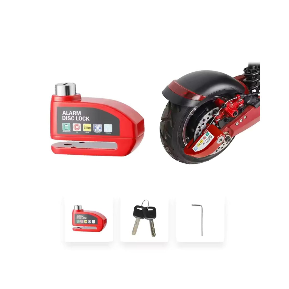 Candado para disco de freno de moto con alarma y sensor S1409 - foto 6
